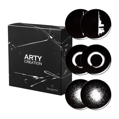product image of ARTY CREATION MODULO Noir Gift Box of 6 Round Plates 590