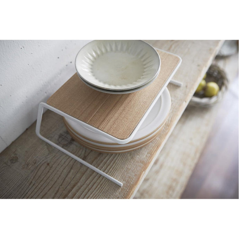 media image for Tosca Dish Riser - Wood and Steel - Small by Yamazaki 266