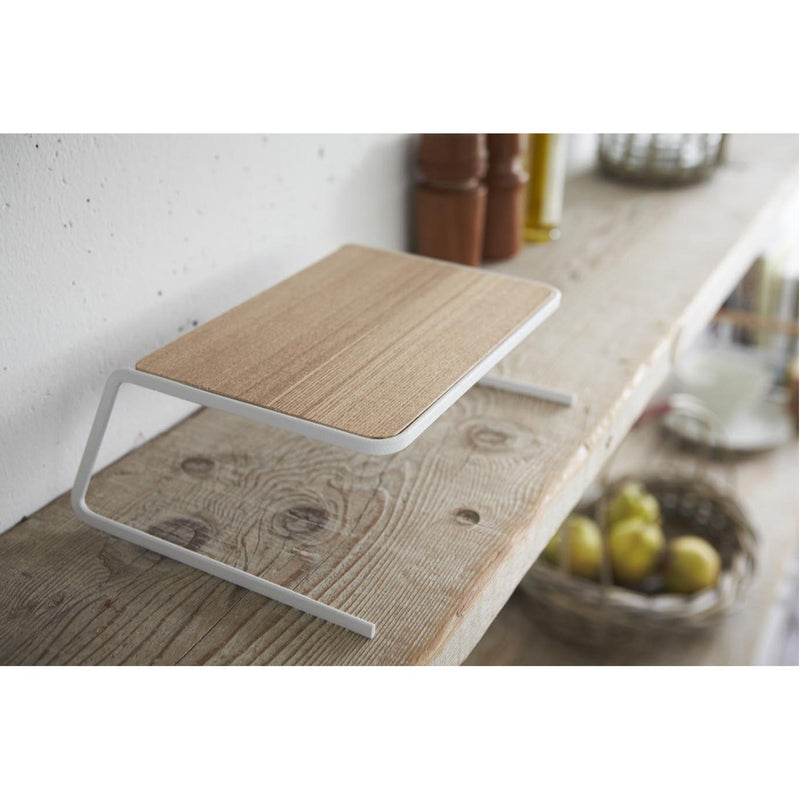 media image for Tosca Dish Riser - Wood and Steel - Small by Yamazaki 217