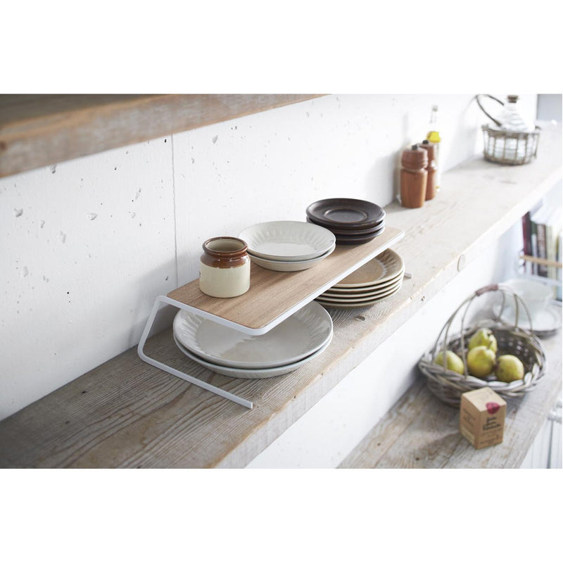 media image for Tosca Dish Riser - Wood and Steel - Large by Yamazaki 255