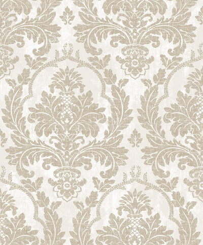 product image of Damasco Platino Cream/Brown Wallpaper from Cottage Chic Collection by Galerie Wallcoverings 516