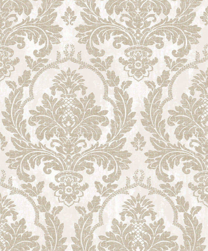 media image for Damasco Platino Cream/Brown Wallpaper from Cottage Chic Collection by Galerie Wallcoverings 211