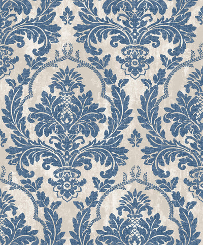 product image of sample damasco platino blue silver wallpaper from cottage chic collection by galerie wallcoverings 1 533