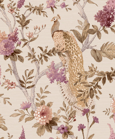 product image of Pavone Platino Pink/Beige Wallpaper from Cottage Chic Collection by Galerie Wallcoverings 557