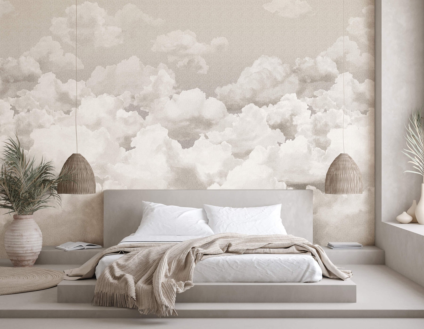 Shop Clouds Taupe Grey Wall Mural from the Crafted Collection Burke Decor
