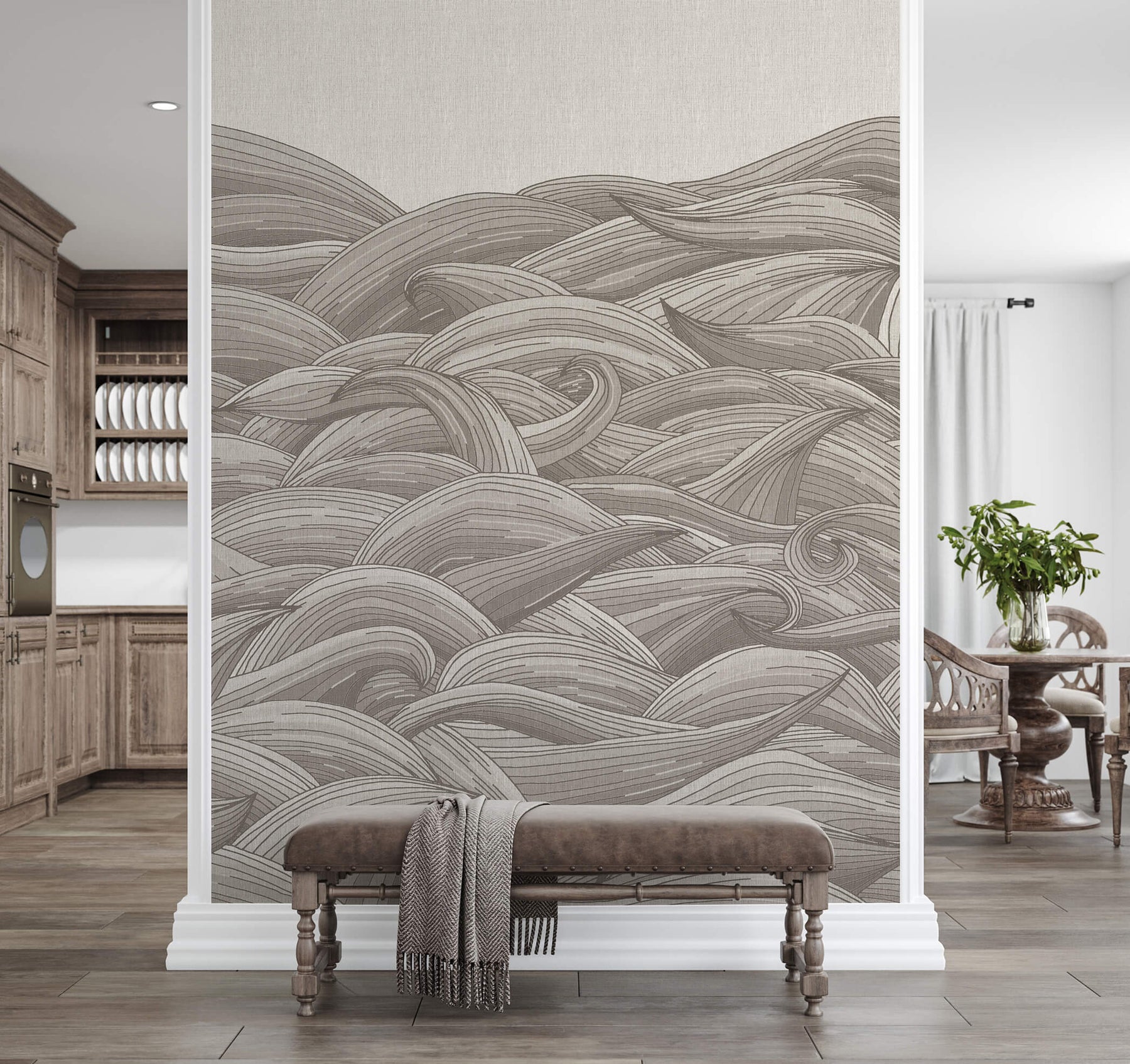 Shop Waves Taupe Grey Wall Mural from the Crafted Collection Burke Decor