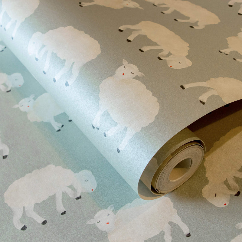 media image for Sweet Sheep Sage Wallpaper from the Great Kids Collection by Galerie Wallcoverings 256