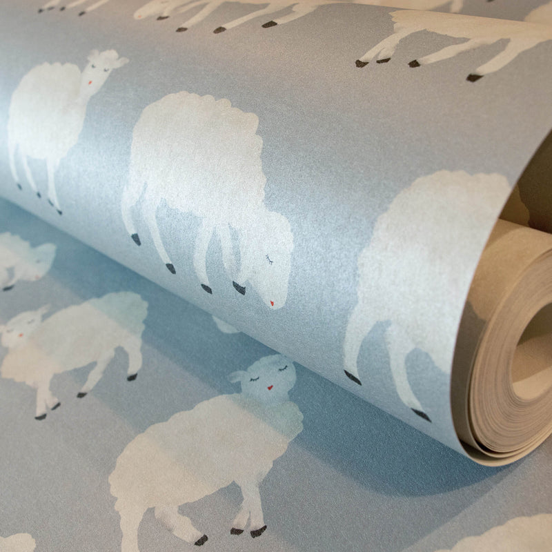 media image for Sweet Sheep Light Blue Wallpaper from the Great Kids Collection by Galerie Wallcoverings 255