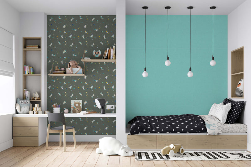 media image for Super Space Dark Green Wallpaper from the Great Kids Collection by Galerie Wallcoverings 251