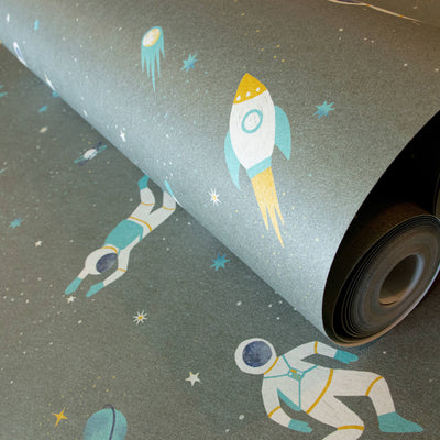 product image for Super Space Dark Green Wallpaper from the Great Kids Collection by Galerie Wallcoverings 11