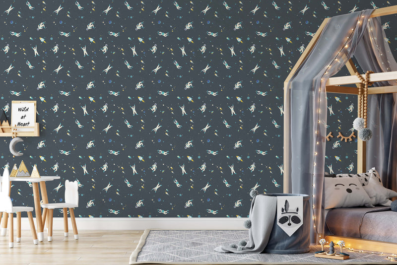 media image for Super Space Blue Wallpaper from the Great Kids Collection by Galerie Wallcoverings 256