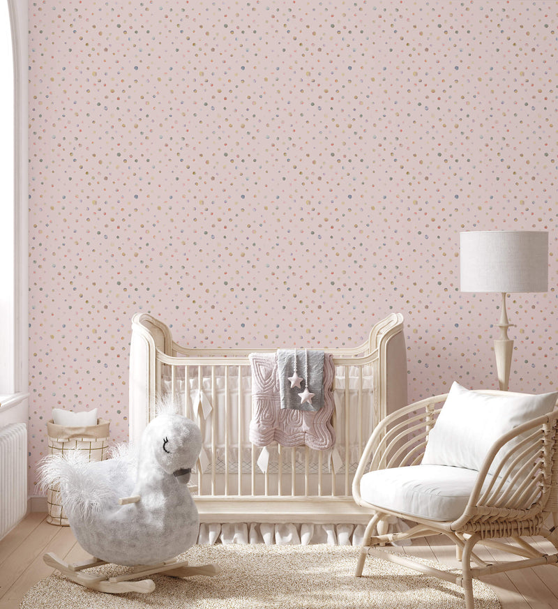 media image for Watercolor Dots Rose Wallpaper from the Great Kids Collection by Galerie Wallcoverings 275