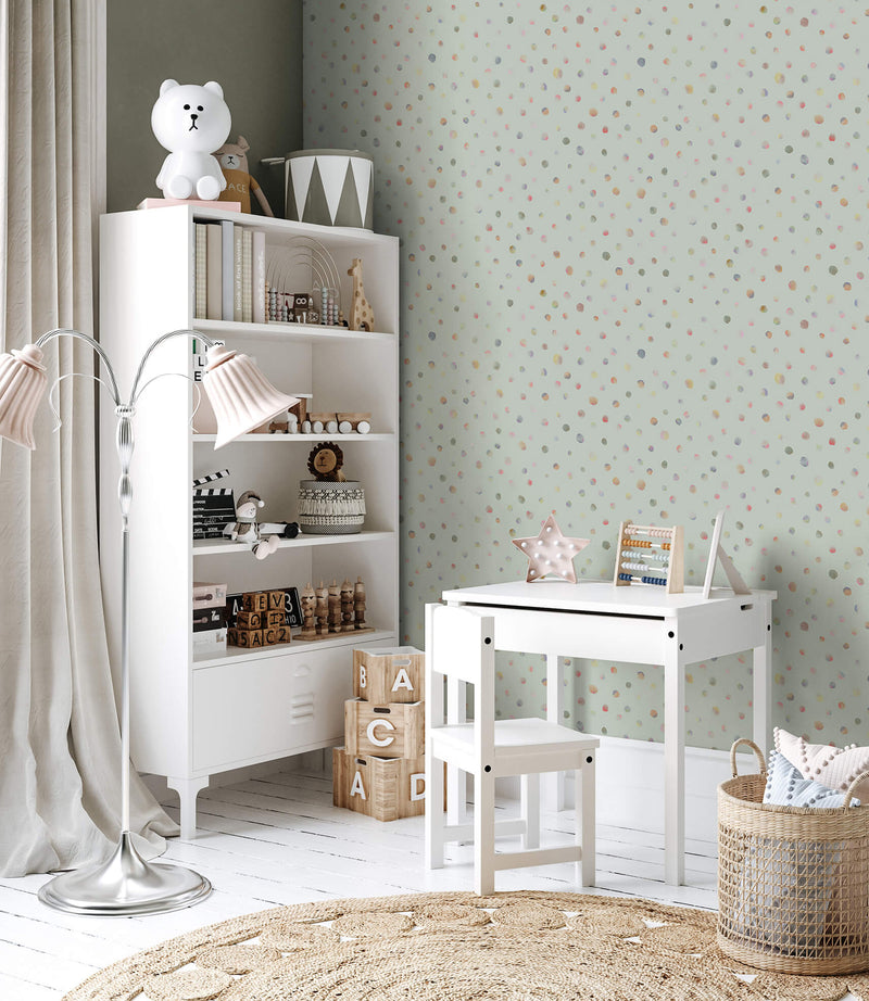 media image for Watercolor Dots Sage Wallpaper from the Great Kids Collection by Galerie Wallcoverings 261