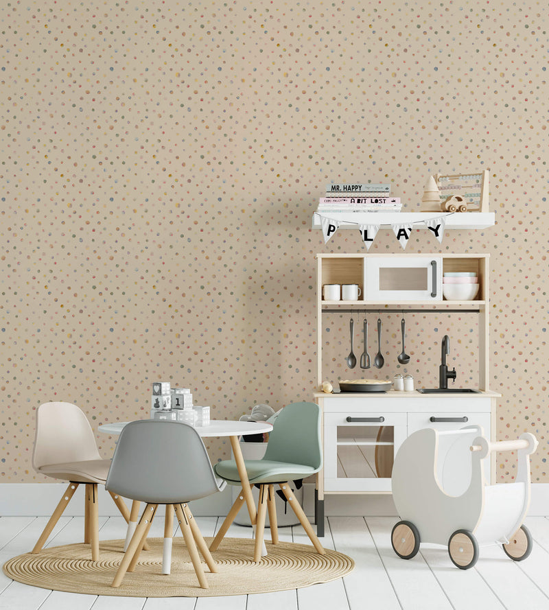 media image for Watercolor Dots Beige Wallpaper from the Great Kids Collection by Galerie Wallcoverings 29