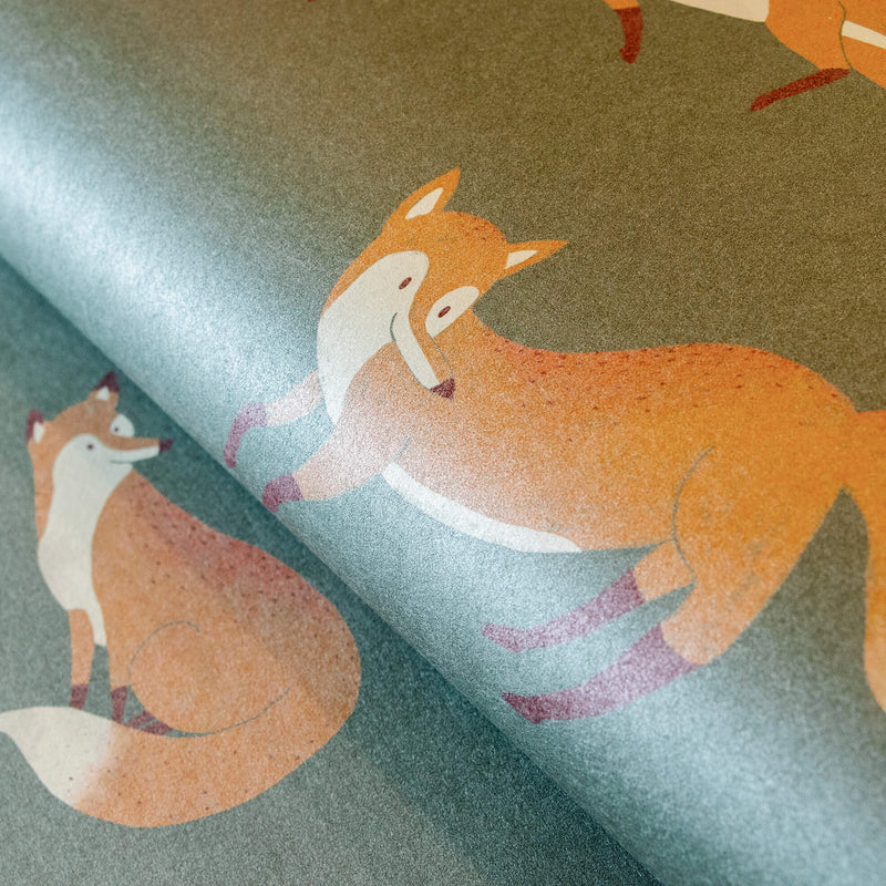 media image for Friendly Foxes Dark Green Wallpaper from the Great Kids Collection by Galerie Wallcoverings 245