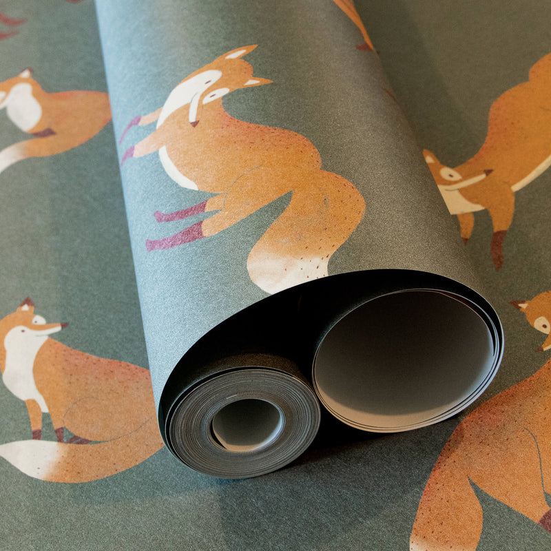 media image for Friendly Foxes Dark Green Wallpaper from the Great Kids Collection by Galerie Wallcoverings 213