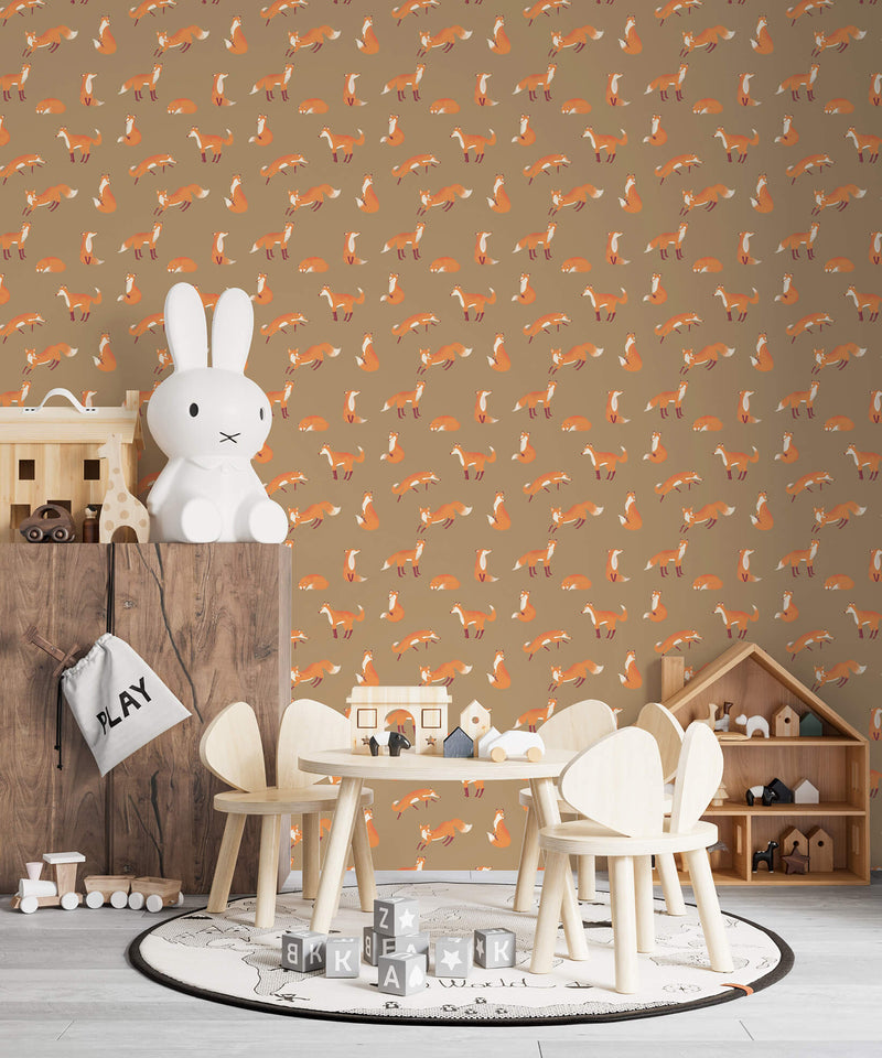 media image for Friendly Foxes Bronze Wallpaper from the Great Kids Collection by Galerie Wallcoverings 271