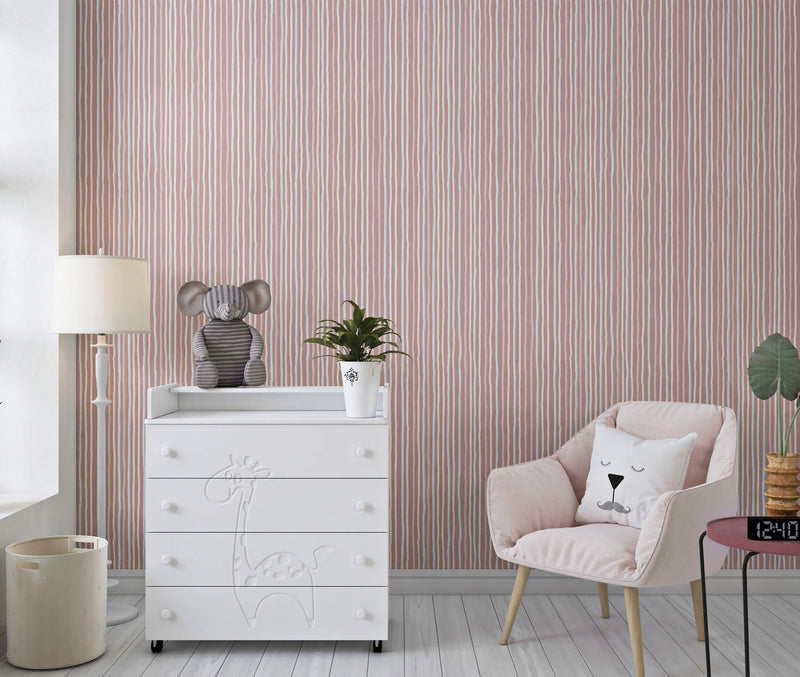 media image for Stripes Dark Rose Wallpaper from the Great Kids Collection by Galerie Wallcoverings 242