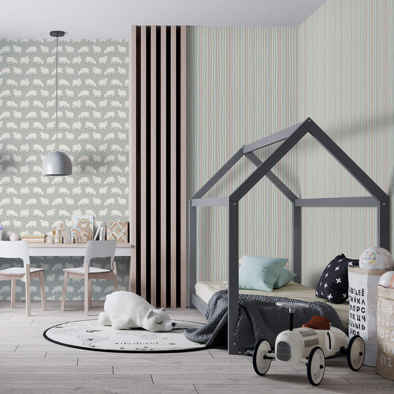media image for Stripes Sage Wallpaper from the Great Kids Collection by Galerie Wallcoverings 274