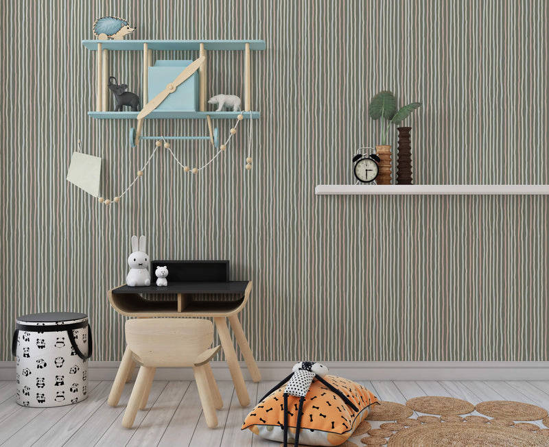 media image for Stripes Dark Green Wallpaper from the Great Kids Collection by Galerie Wallcoverings 298