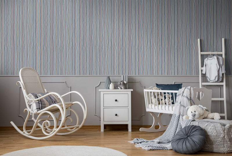 media image for Stripes Dark Blue Wallpaper from the Great Kids Collection by Galerie Wallcoverings 270