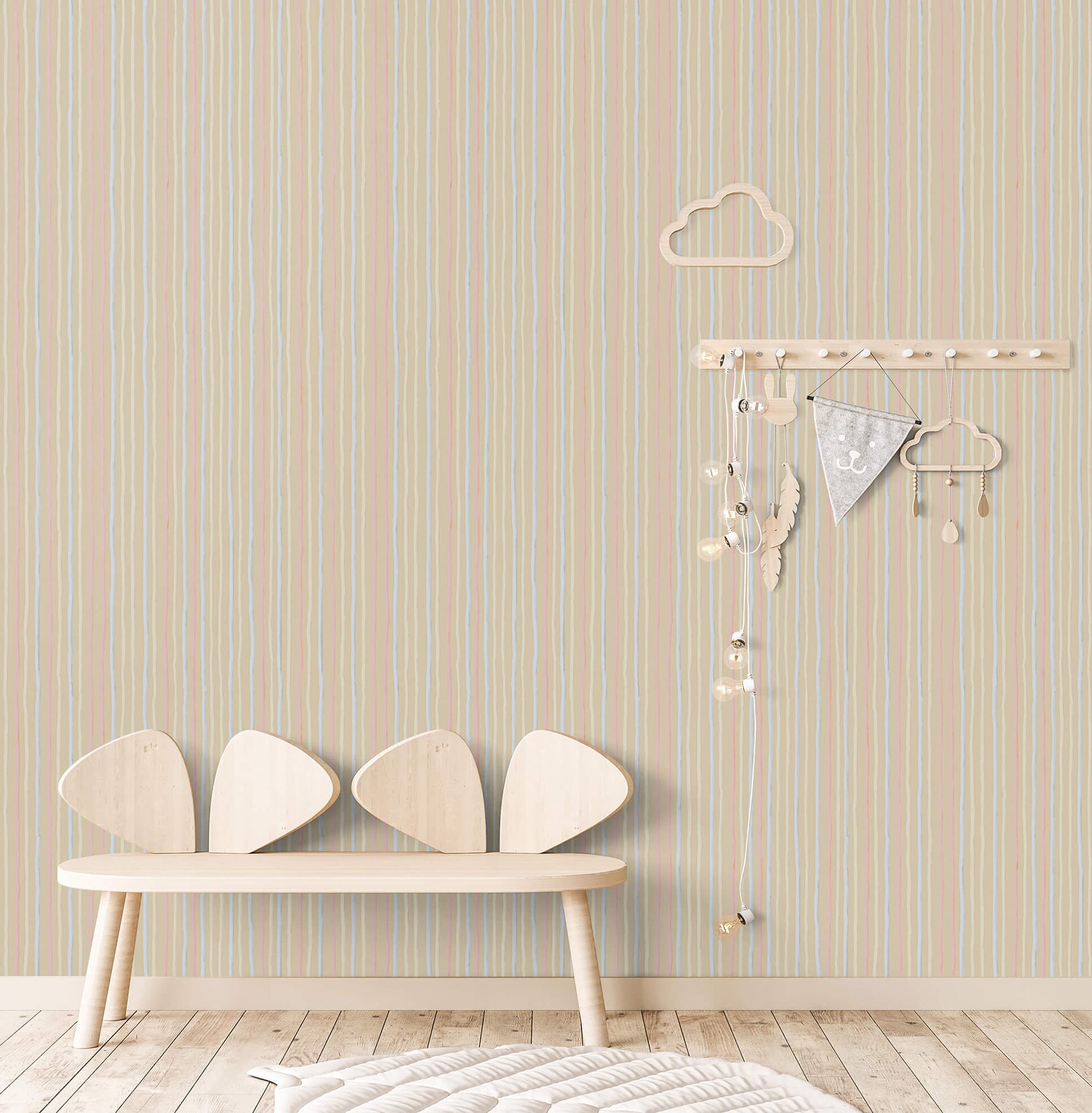 Shop Stripes Beige Wallpaper from the Great Kids Collection Burke Decor