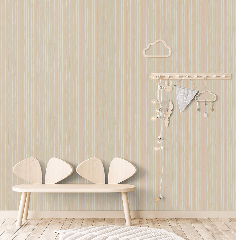 media image for Stripes Beige Wallpaper from the Great Kids Collection by Galerie Wallcoverings 284