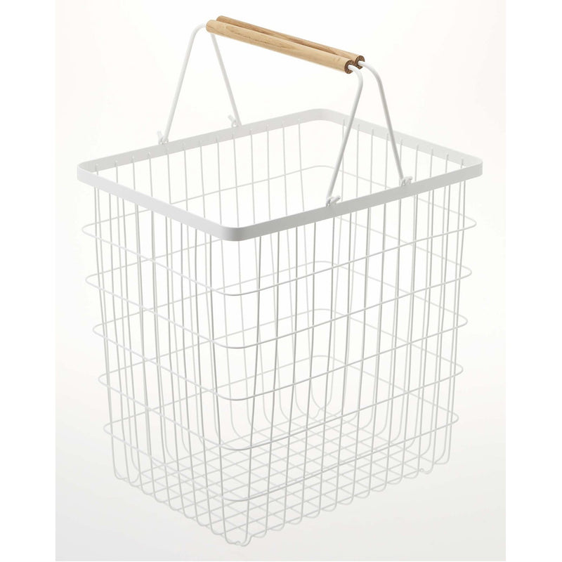 media image for Tosca Wire Laundry Basket - White Steel - Large by Yamazaki 249