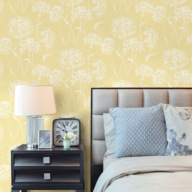 media image for Carolyn Yellow Dandelion Wallpaper from the Nature by Advantage Collection by Brewster Home Fashions 218