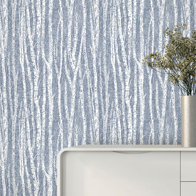 product image of Toyon Blue Birch Tree Wallpaper from the Nature by Advantage Collection by Brewster Home Fashions 513
