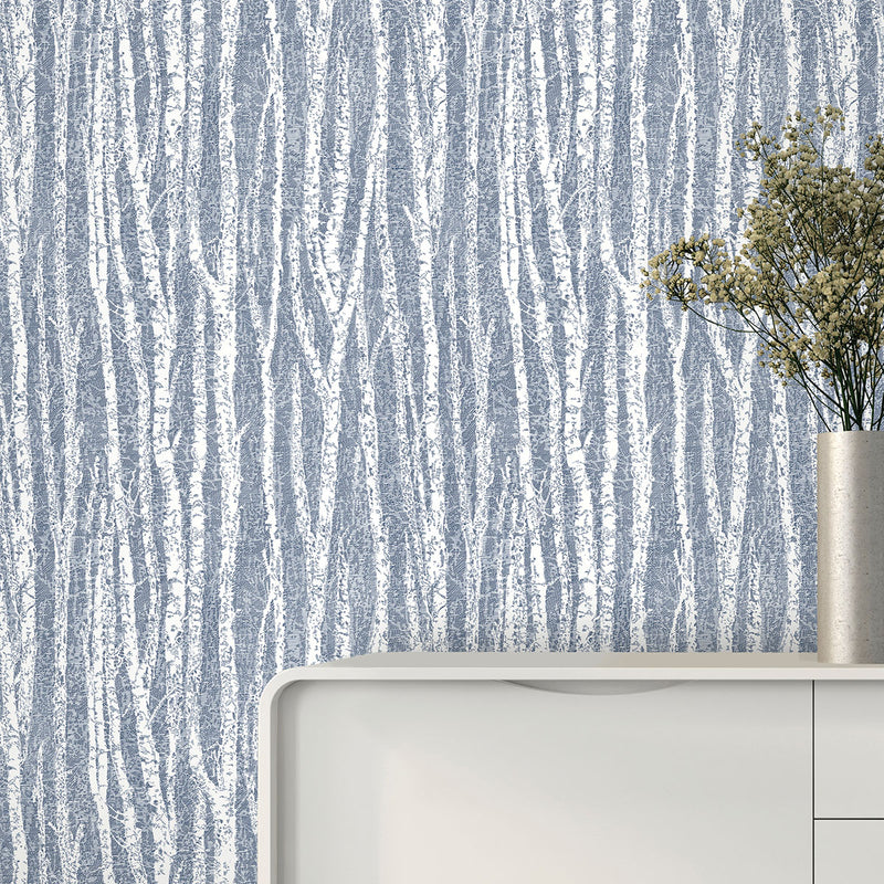 media image for Toyon Blue Birch Tree Wallpaper from the Nature by Advantage Collection by Brewster Home Fashions 256