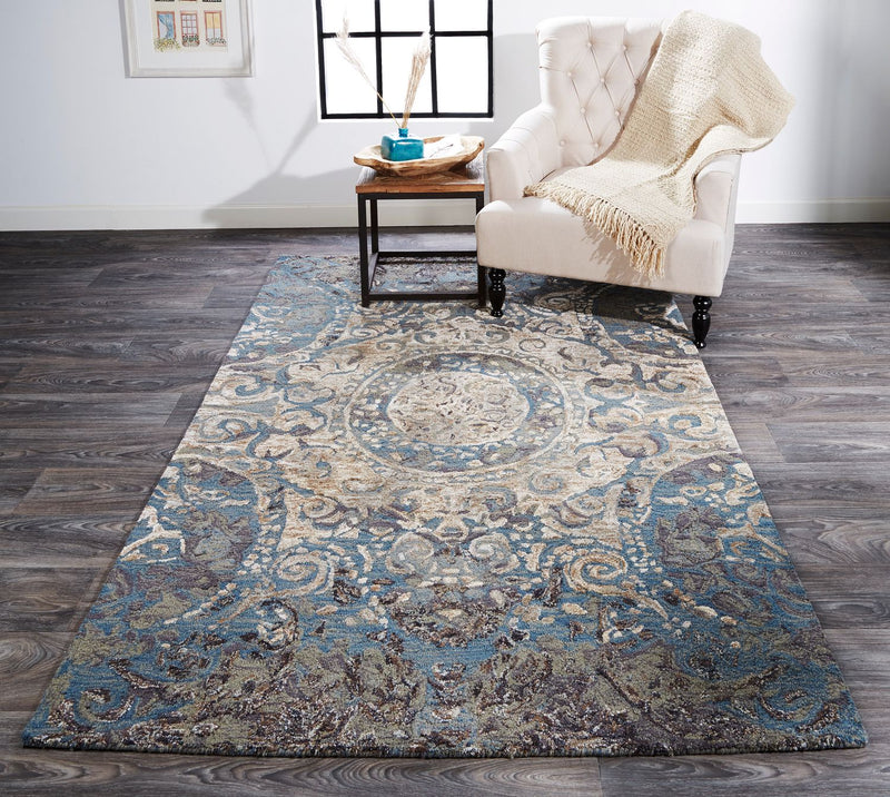 media image for Amreli Hand Tufted Gray and Blue Rug by BD Fine Roomscene Image 1 236