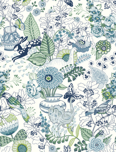 product image of Whimsy Blue Fauna Wallpaper 517