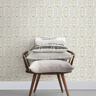 product image for Adele Light Grey Damask Wallpaper 30