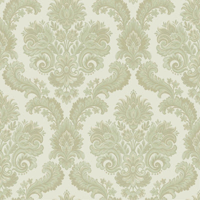 product image of Italian Style Damask Wallpaper in Green/Cream 540