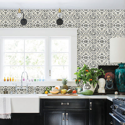 product image for Sonoma Charcoal Spanish Tile Wallpaper 57