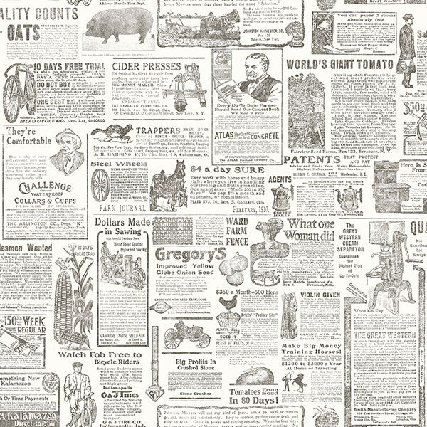 media image for Underwood Brown Newspaper Wallpaper 245
