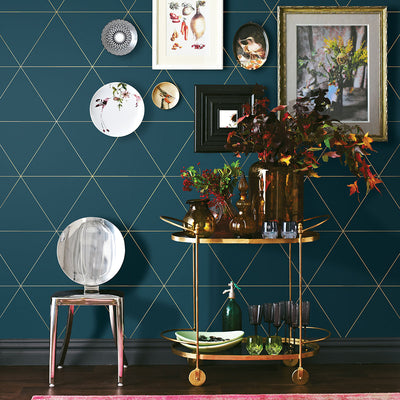 product image for Twilight Teal Modern Geometric Wallpaper 88