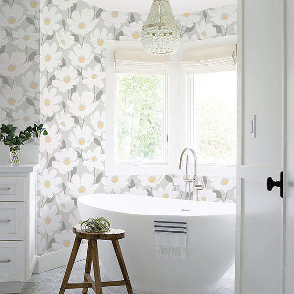 Shop Astera Grey Floral Wallpaper Burke Decor