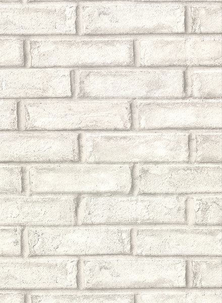 media image for Appleton Off-White Faux Weathered Brick Wallpaper from the Main Street Collection by Brewster 271