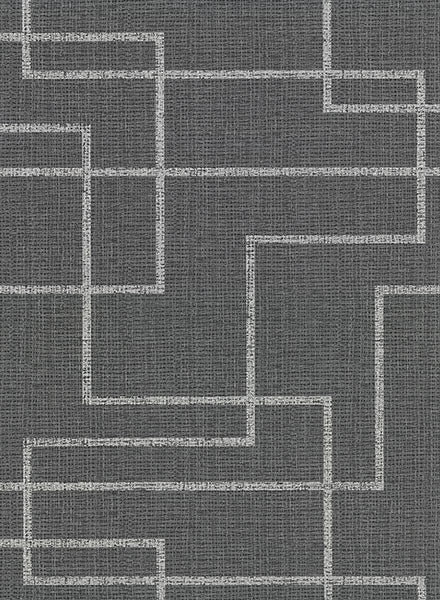 media image for Clarendon Charcoal Geometric Faux Grasscloth Wallpaper from the Main Street Collection by Brewster 233