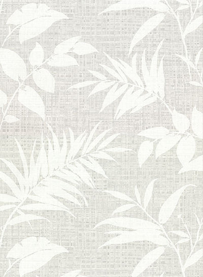 product image of Chandler Grey Botanical Faux Grasscloth Wallpaper from the Main Street Collection by Brewster 50