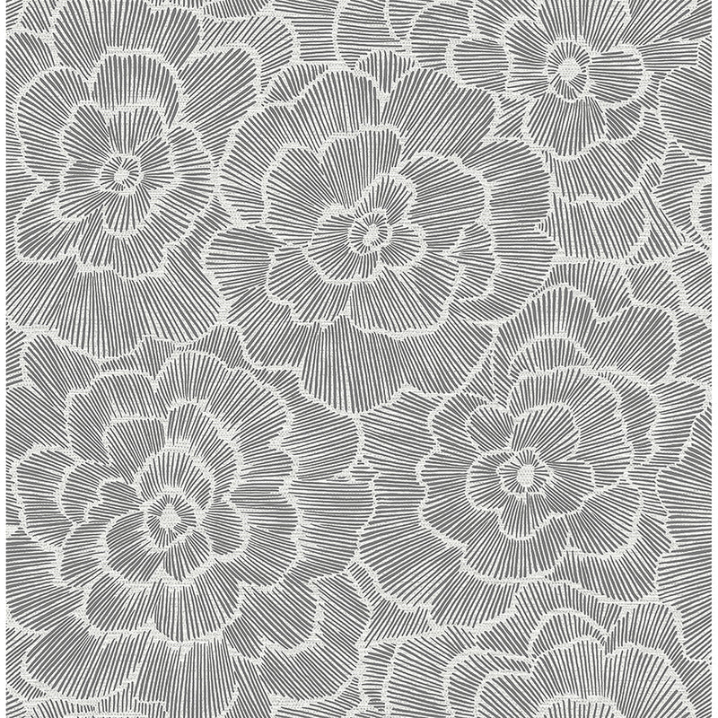 media image for sample periwinkle textured floral wallpaper in grey from the pacifica collection by brewster home fashions 1 298