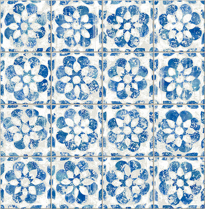 product image of Izeda Blue Floral Tile Wallpaper 526