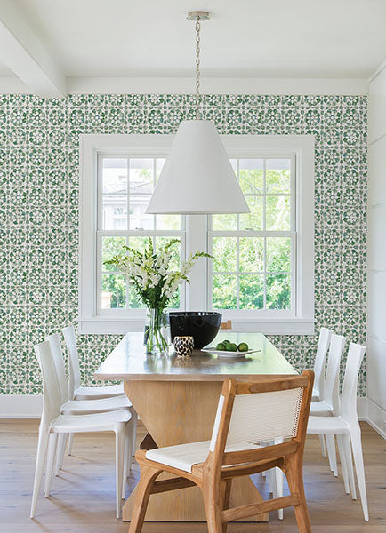 media image for Izeda Green Floral Tile Wallpaper 261