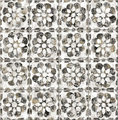 product image of Izeda Black Floral Tile Wallpaper 561