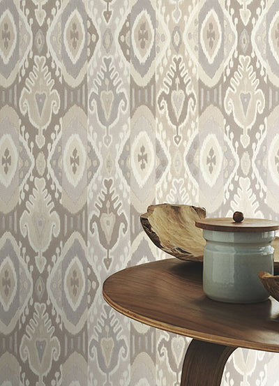 product image for Villon Light Grey Ikat Wallpaper 23