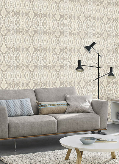 product image for Villon Light Grey Ikat Wallpaper 43