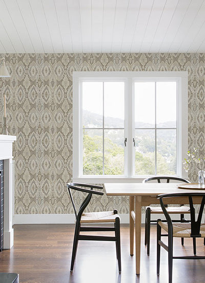 product image for Villon Light Grey Ikat Wallpaper 79