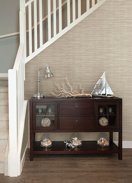 media image for Bay Ridge Neutral Faux Grasscloth Wallpaper from the Warner XI Collection by Brewster Home Fashions 262
